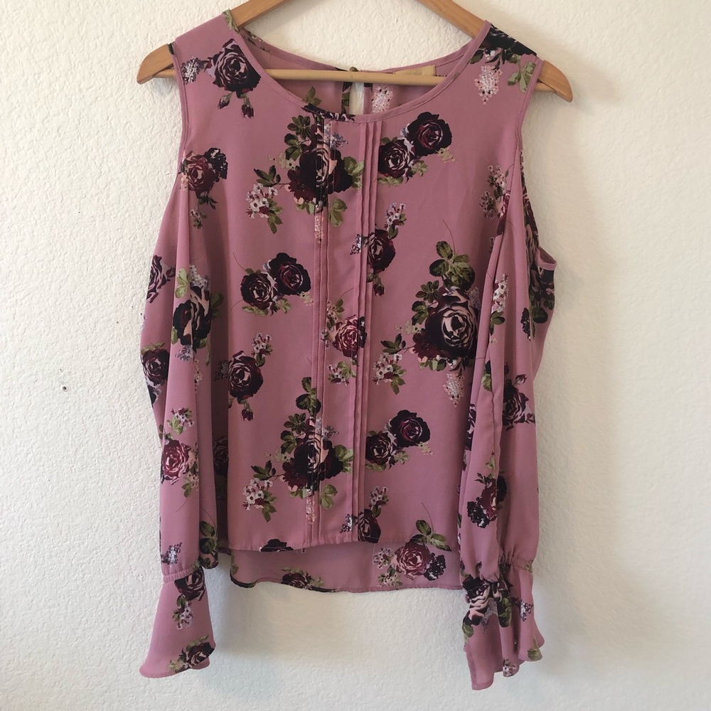 Takara Purple Cold-Shoulder Blouse